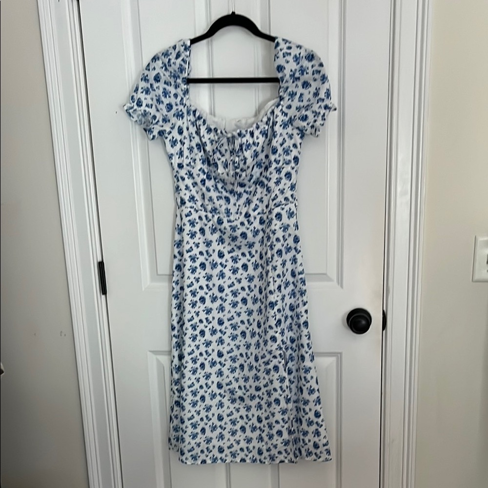 Floerns Women's Ditsy Floral Sweetheart Puff Sleeve A Line Midi Dress